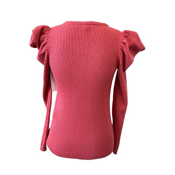 New JOE’S Women's Slate Rose Puff Sleeve Ribbed Top Size XS - Picture 5 of 8
